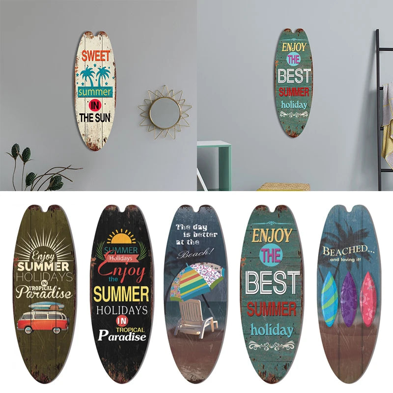 Retro Surfboard Wall Sign