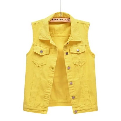 Denim Vest for Women Jacket Spring Streetwear Women Clothing Autumn Coats Fashion Clothes Casual Vintage Elegant Sleeveless