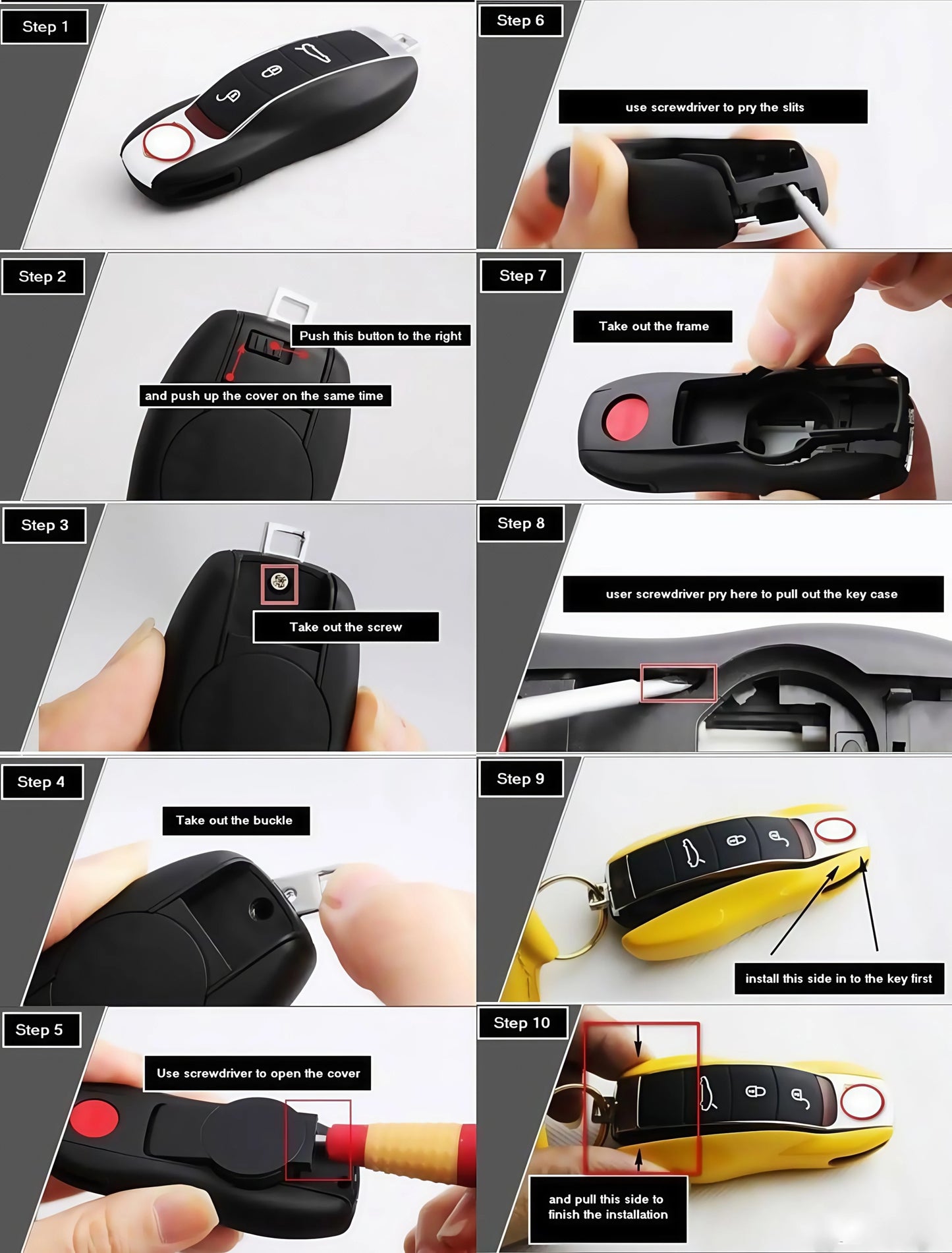 Car Accessories 1PC Metal Center Middle Trim Key Shell Car Key Case Fit For Porsche Cayenne Panamera Macan Cayman