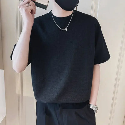 Top T Shirt for Men Orange O Neck Man Tee Shirts Plain Clothing Streetwear No Logo Cool Hot Loose Basic High Quality Aesthetic S