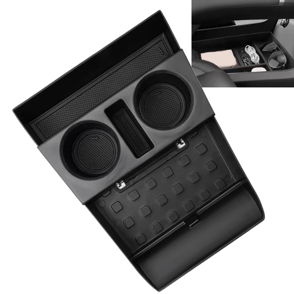 Car Storage Box Accessories Armrest Lower Center Console Cup Holder Lower Tray For Hyundai Santa Fe 2024 + Car Accessories