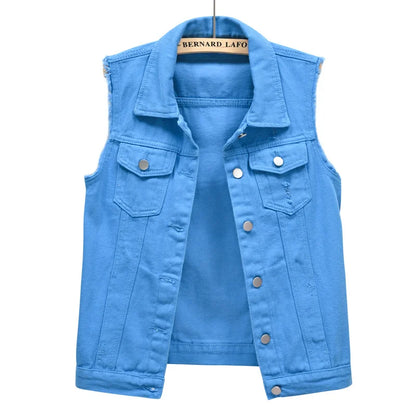 Denim Vest for Women Jacket Spring Streetwear Women Clothing Autumn Coats Fashion Clothes Casual Vintage Elegant Sleeveless