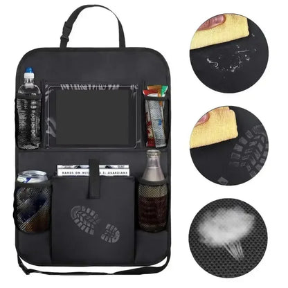 Car Rear Organizer with Touch Screen, Tablet Holder, Auto Storage Pockets Cover, Car Seat Back Protectors, Car Accessories