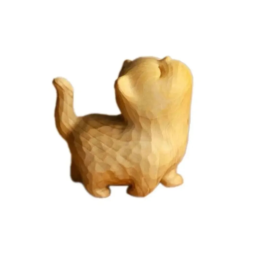 Cat Model Crafts Hand-carved Wooden Cat Statue Cute Tiny Cat Sculpture Cartoon Creative Animal Figurine Kids Gifts