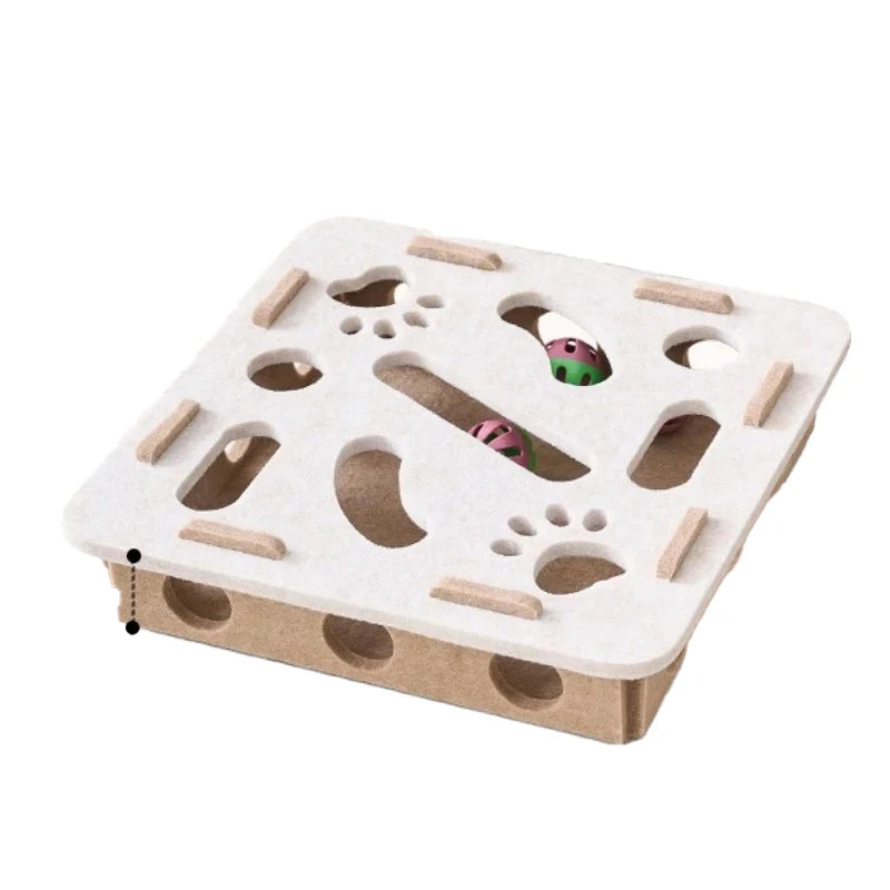 Cat Puzzle Toy Felt Puzzle Box Cat Exercise Toy with Ball Indoor Sports Entertainment Hunting Cat Toys for Indoor Cats
