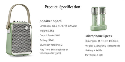 Divoom SongBird-HQ Portable Bluetooth Speaker Home Home Ktv Sound Set Home Karaoke Speakers Microphone Karaoke Microphone