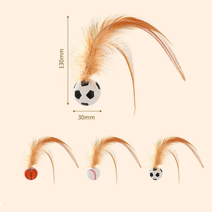 Cat Interactive Ball Toys Interactive Bouncy Ball with Feathers Cat Toys  for Indoor Cats and Kittens