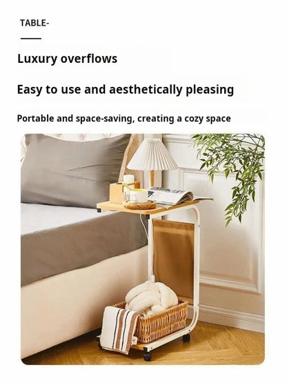 Household Small Coffee Table Bedroom Simple Storage Rack Portable Bedside Trolley Living Room Moveable C-shaped Sofa Side Table