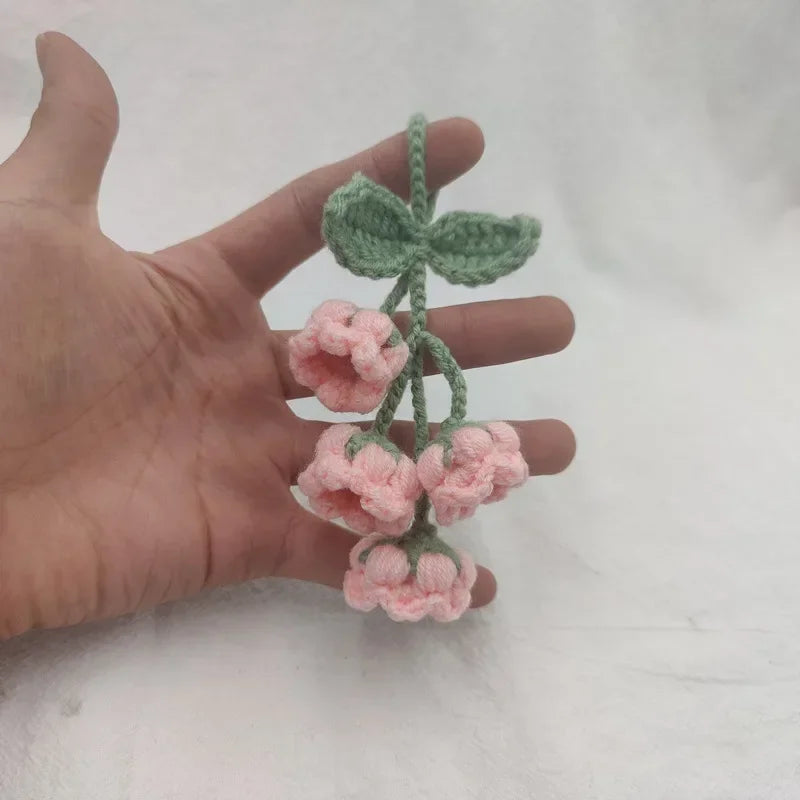 Car Interior Hanging Accessories Cute Car Accessories Bellflower Hand Knitted Car Pendant Rear View Mirror Accessories Hanging
