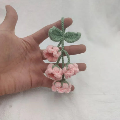 Car Interior Hanging Accessories Cute Car Accessories Bellflower Hand Knitted Car Pendant Rear View Mirror Accessories Hanging