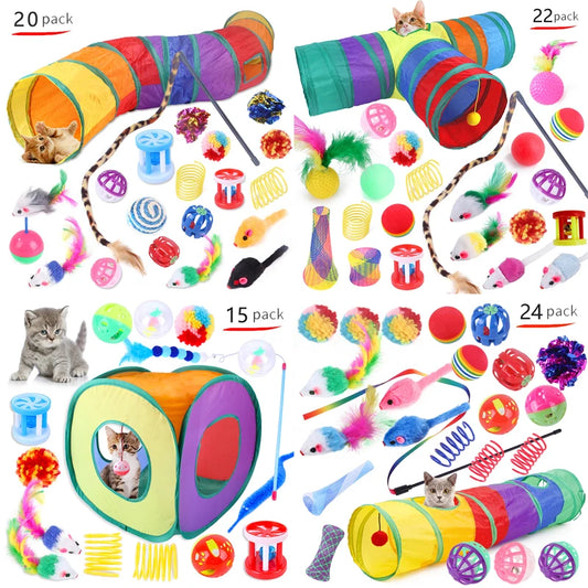 Cat Toys  Rainbow Tunnel Set  Foldable Cat Kitten Play Tunnel Chat  Mouse Supplies Simulation Fish Cat Accessories