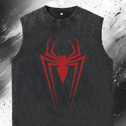 Men's Tank Tops Marvel's Spider-Man Graphic Print Vintage Washed Oversized Gym Vest  Woman's T Shirt Sleeveless Y2k Clothes Tees