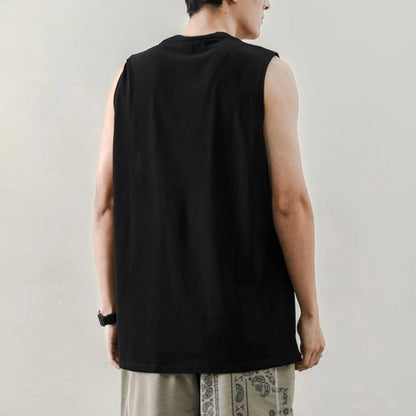 Men Running Tank Top Workout Muscle Sleeveless T-Shirt Summer Gym Vest Sports Solid Color Handsome Tops