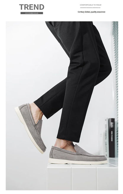 2025 Men's Classic Loafers | Fashionable Suede Flats with Round Toe Design | Comfortable Lazy Slip-on Shoes