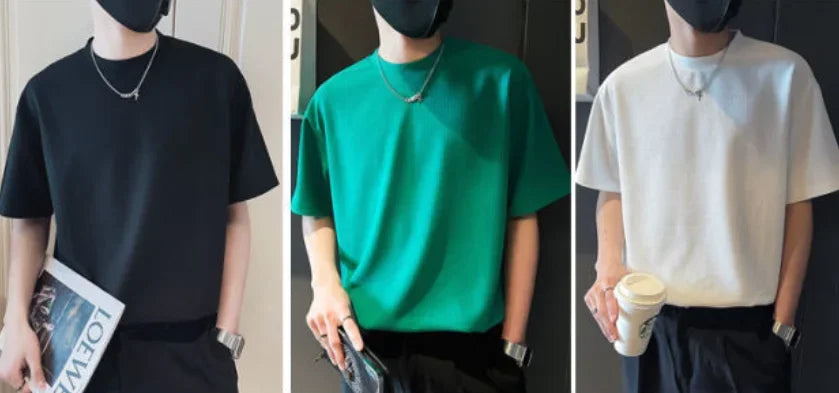 Top T Shirt for Men Orange O Neck Man Tee Shirts Plain Clothing Streetwear No Logo Cool Hot Loose Basic High Quality Aesthetic S