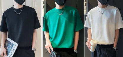 Top T Shirt for Men Orange O Neck Man Tee Shirts Plain Clothing Streetwear No Logo Cool Hot Loose Basic High Quality Aesthetic S