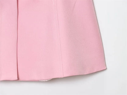 Chic Pink 2-Piece Casual Set - Flared Hem Vest & Wide Leg Pants