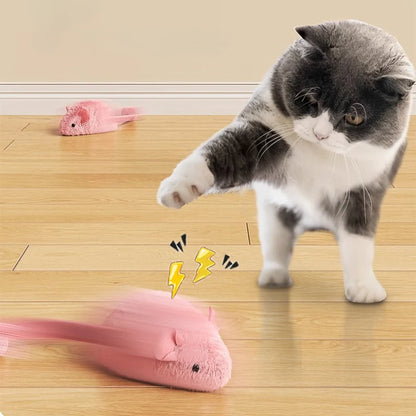 Interactive Plush Mouse Cat Toys Simulation Mice Kitten Self-Playing Plush Toys Indoor Pet Cats Chew Toy