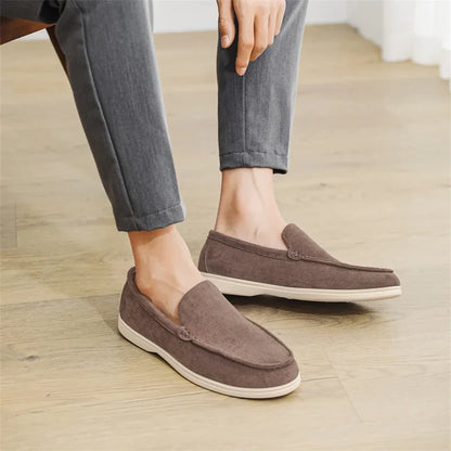 2025 Men's Classic Loafers | Fashionable Suede Flats with Round Toe Design | Comfortable Lazy Slip-on Shoes