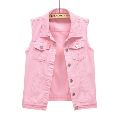 Denim Vest for Women Jacket Spring Streetwear Women Clothing Autumn Coats Fashion Clothes Casual Vintage Elegant Sleeveless
