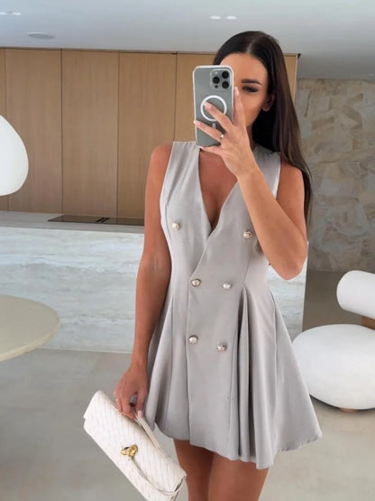 Summer elegant double breasted women's suit autumn fashionable commuting women's vest suit dress8029