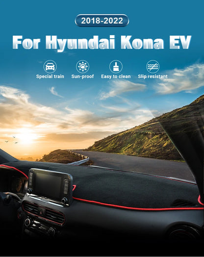 Car Accessories For Hyundai Kona N Line 2017 2018 2019 2020 2021 2022 Dashboard Cover Avoid Light Pad Sun Shade Anti-UV Carpets