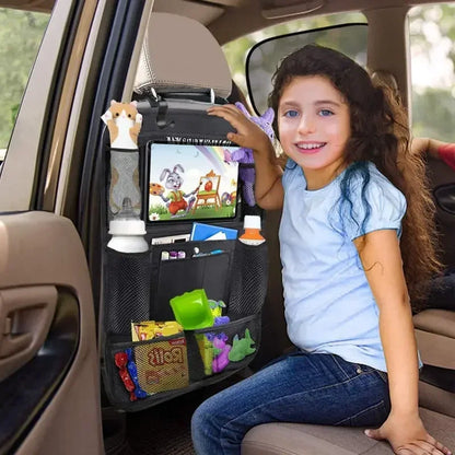 Car Rear Organizer with Touch Screen, Tablet Holder, Auto Storage Pockets Cover, Car Seat Back Protectors, Car Accessories