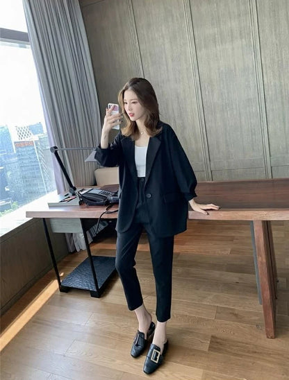 Suit Jacket Two Piece Sets for Women Formal Clothing Womens Blazer and Pants Suits Set 2 Elegant Pieces Office Wear Fall Outfits
