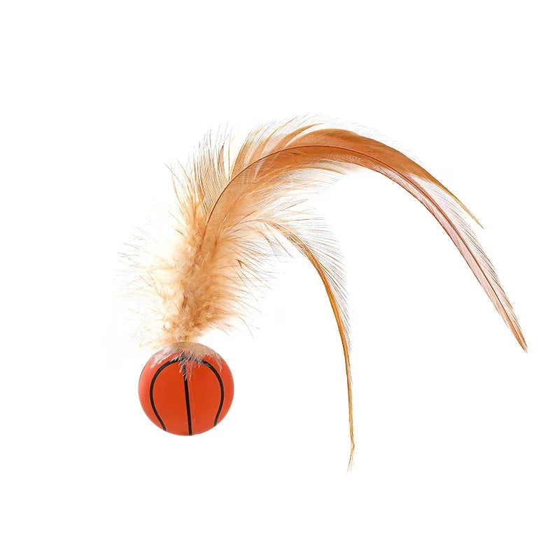 Cat Interactive Ball Toys Interactive Bouncy Ball with Feathers Cat Toys  for Indoor Cats and Kittens