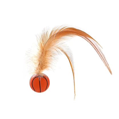 Cat Interactive Ball Toys Interactive Bouncy Ball with Feathers Cat Toys  for Indoor Cats and Kittens
