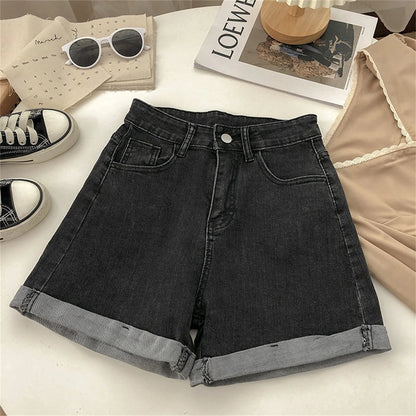 Women High Waist Denim Shorts Sexy Girl Spring Summer New In Short Jeans Wide Leg A Line Y2K Hot Pants Cowboy Casual Streetwear