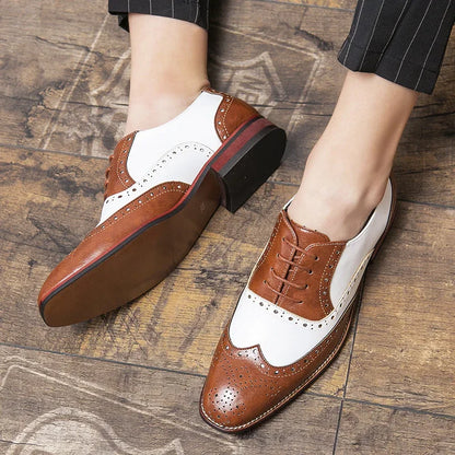 Men Business Dress shoe Colorful  Lace up Fashion Man Casual Leather Oxfords shoes Flat Leisure Wedding Party shoe Men Big Size