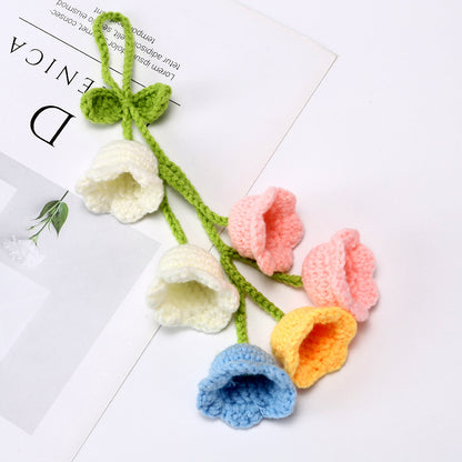Car Interior Hanging Accessories Cute Car Accessories Bellflower Hand Knitted Car Pendant Rear View Mirror Accessories Hanging