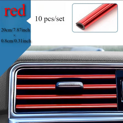 10pcs/set Auto Accessories DIY Car Interior Air Conditioning Outlet Decorative Strips, General Creative Car Styling