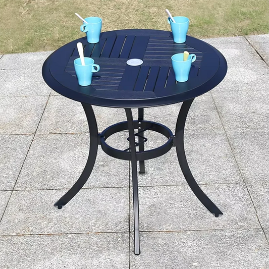 Outdoor Dining Table Modern Garden Table 80cm Wood-plastic Table Fashion Furniture Black Round Coffee Table