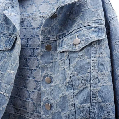 Denim Women's Jacket 2025 Autumn/winter Style Embroidery Jacquard Cropped Loose-fit Versatile Tweed Jacket Top For Ladies
