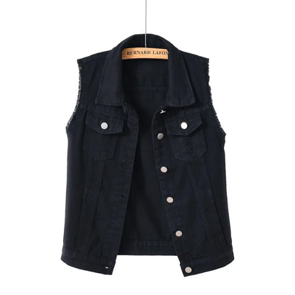 Denim Vest for Women Jacket Spring Streetwear Women Clothing Autumn Coats Fashion Clothes Casual Vintage Elegant Sleeveless