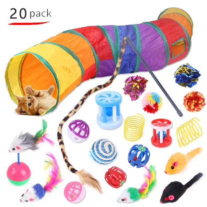 Cat Toys  Rainbow Tunnel Set  Foldable Cat Kitten Play Tunnel Chat  Mouse Supplies Simulation Fish Cat Accessories
