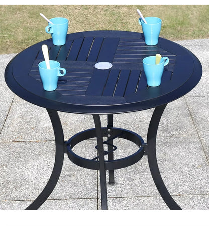 Outdoor Dining Table Modern Garden Table 80cm Wood-plastic Table Fashion Furniture Black Round Coffee Table
