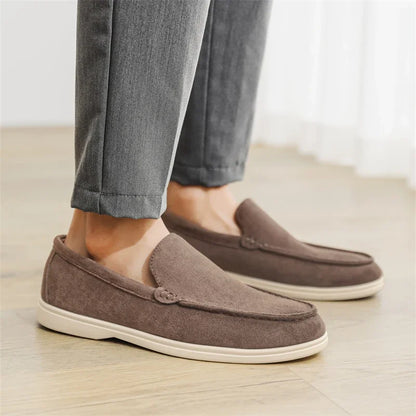 2025 Men's Classic Loafers | Fashionable Suede Flats with Round Toe Design | Comfortable Lazy Slip-on Shoes