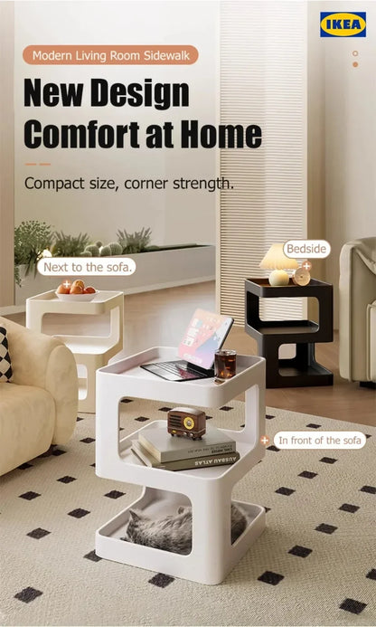 Light Luxury Sofa Table Modern Minimalist Bedside Table Creative Computer Desk Solid Color Shelf Living Room Small Coffee Table