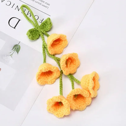 Car Interior Hanging Accessories Cute Car Accessories Bellflower Hand Knitted Car Pendant Rear View Mirror Accessories Hanging