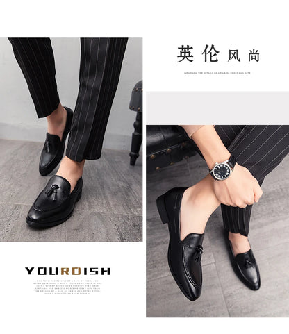 Wedding Shoes For Men Slip On Loafers Trend Tassels Leather Shoes Male Men’s Dress Shoes Business Shoes Men British Style Formal