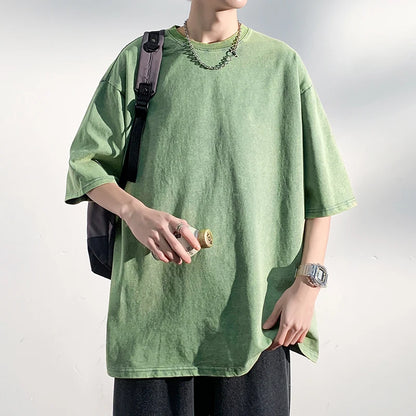 LEGIBLE Summer Men T Shirt Short Sleeve Casual Cotton Oversized T-shirt Men Tops Tees