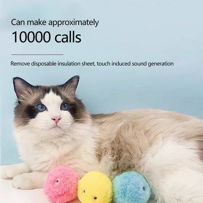 Cat Toys Balls Sound Frogs Birds Chirping Crickets EVA Balls Rolling Cat Plush Soft Self-Heeling Teaser Toys Pet Accessories