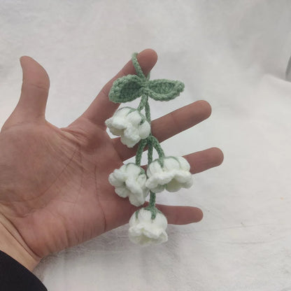 Car Interior Hanging Accessories Cute Car Accessories Bellflower Hand Knitted Car Pendant Rear View Mirror Accessories Hanging