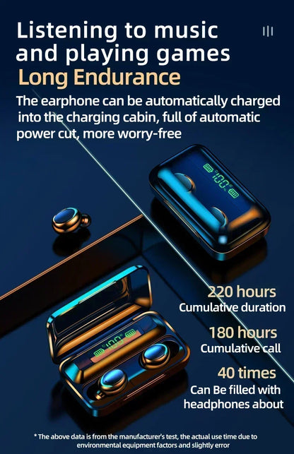 TWS F9-5 Earphone Bluetooth 5.3 Wireless Headphones Hifi Stereo Sports Waterproof Earbuds Headset Hearing Aids With Mic Handfree