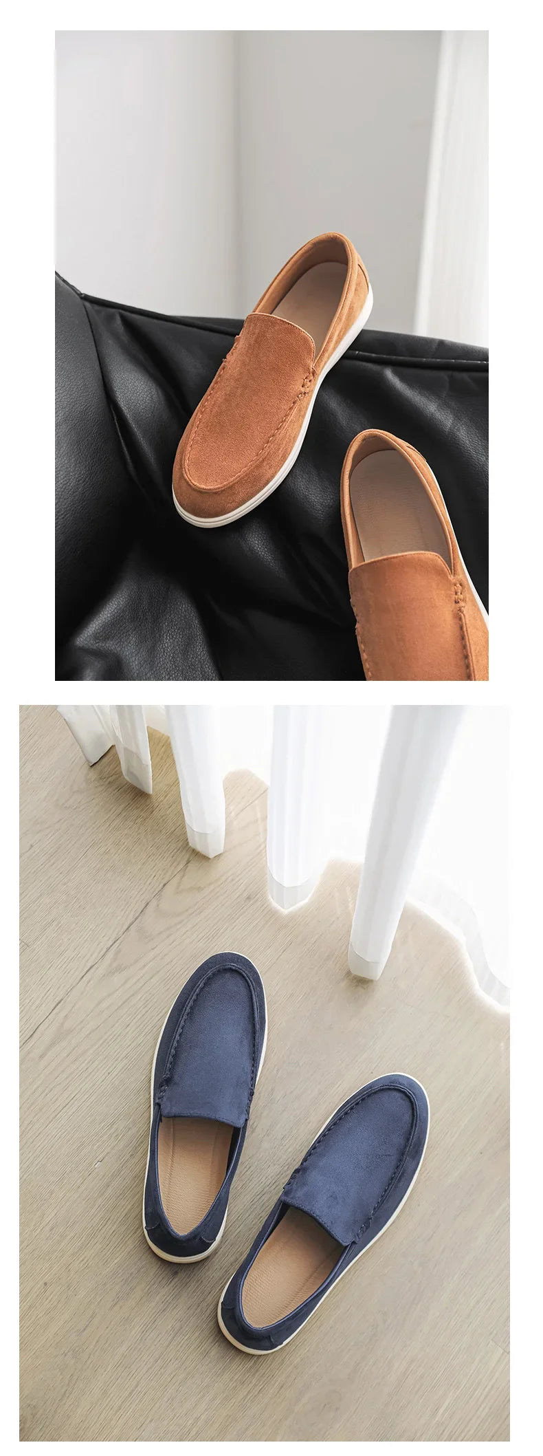 2025 Men's Classic Loafers | Fashionable Suede Flats with Round Toe Design | Comfortable Lazy Slip-on Shoes