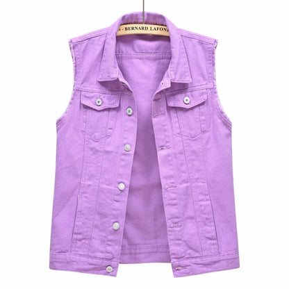 Denim Vest for Women Jacket Spring Streetwear Women Clothing Autumn Coats Fashion Clothes Casual Vintage Elegant Sleeveless