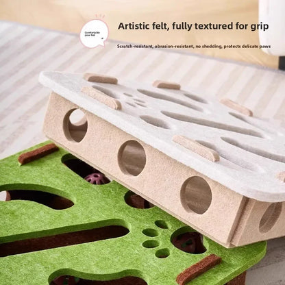 Cat Puzzle Toy Felt Puzzle Box Cat Exercise Toy with Ball Indoor Sports Entertainment Hunting Cat Toys for Indoor Cats